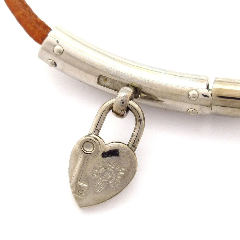 Hermès Fantaisie Choker Brown Silver Leather Hardware